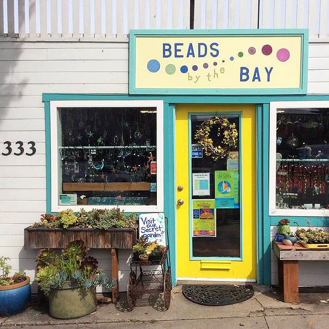 The storefront of 'Beads by the Bay' in Morro Bay.